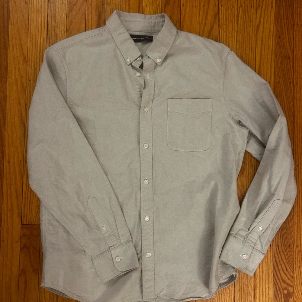 Everlane | Uniform Men’s Oxford Button Down, Large, Light Gray